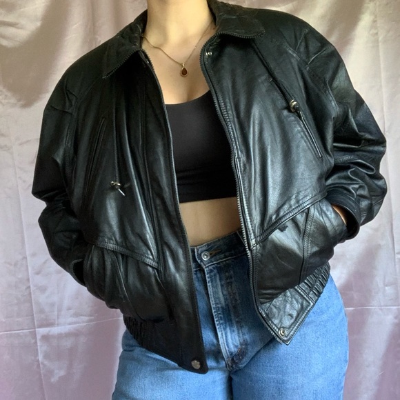 Vintage 90s Wilson’s Leather Bomber Leather Jacket - Picture 2 of 12